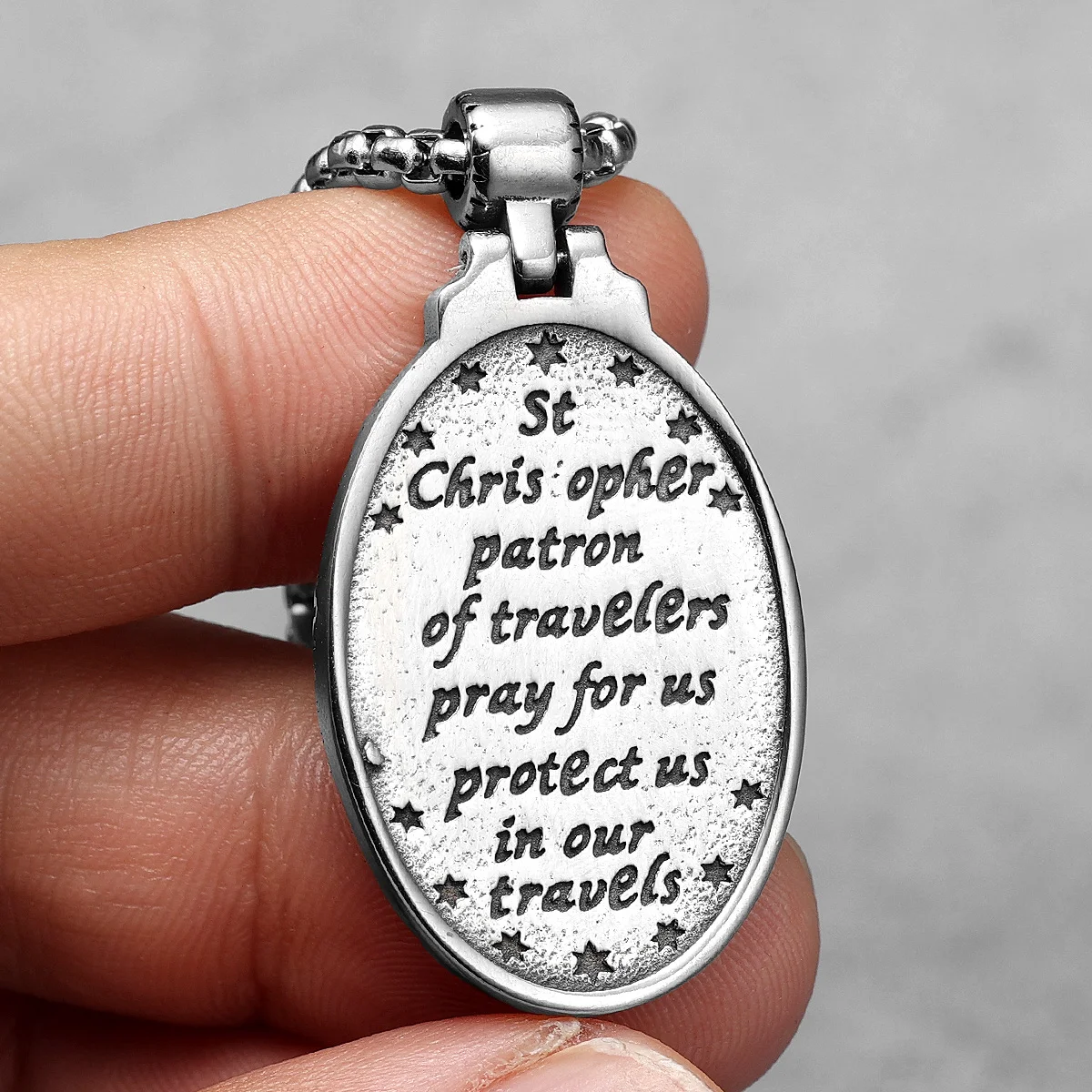 St Christopher Men Pendants 316L Stainless Steel Necklace Chain Traveler Amulet Jesus Retro Rock for Male Jewelry Gift Wholesale view 4