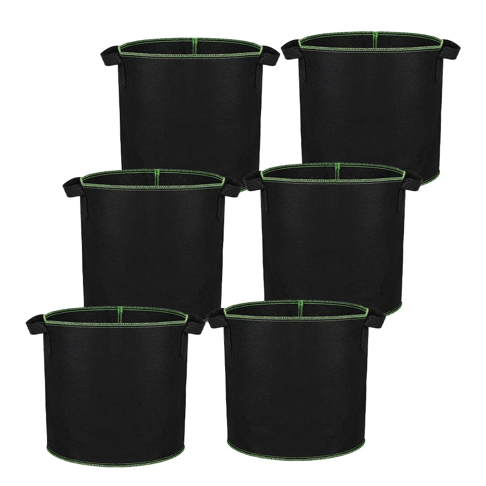 6 Pcs Non-woven Planting Bucket Bag Sack Grow Vegetable Fabric Pots Planter Cloth Belt