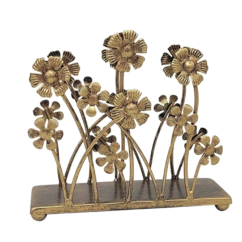 

1 Piece Vintage Iron Art Napkin Holder For Table Bronze Sunflower Tissue Holder Rustic Napkin Paper Rack