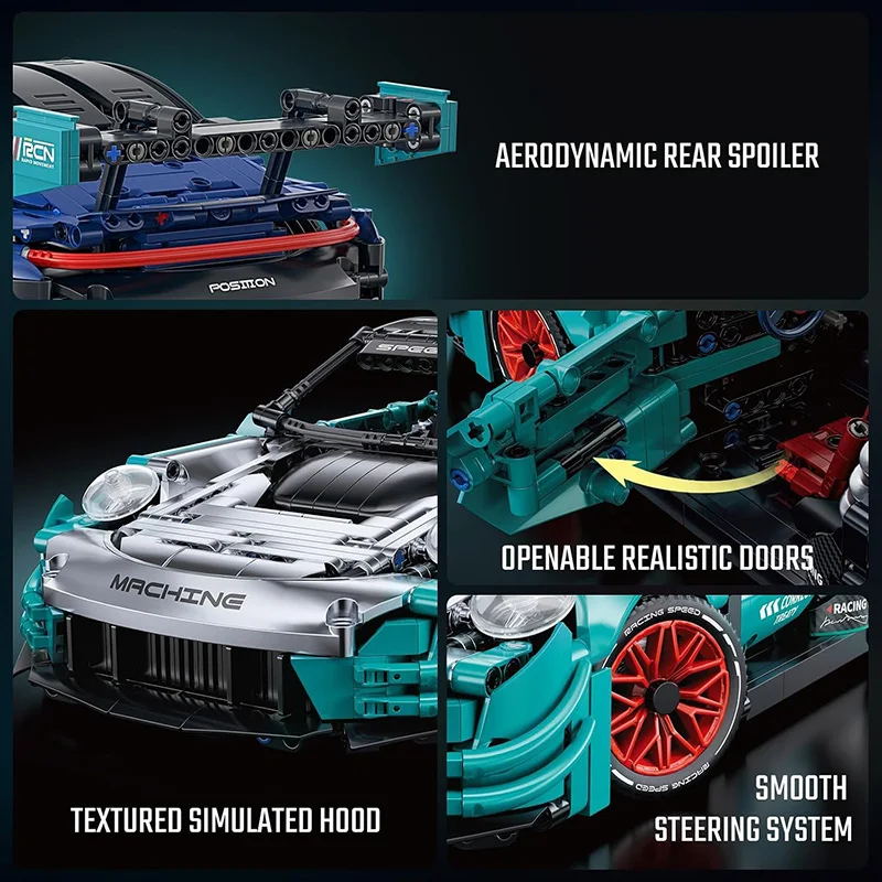 2 IN 1 1/14 Scorpion Sports Car Building Blocks Transformable Technical Racing Vehicle Assembly Bricks Model Toy Christmas Gifts