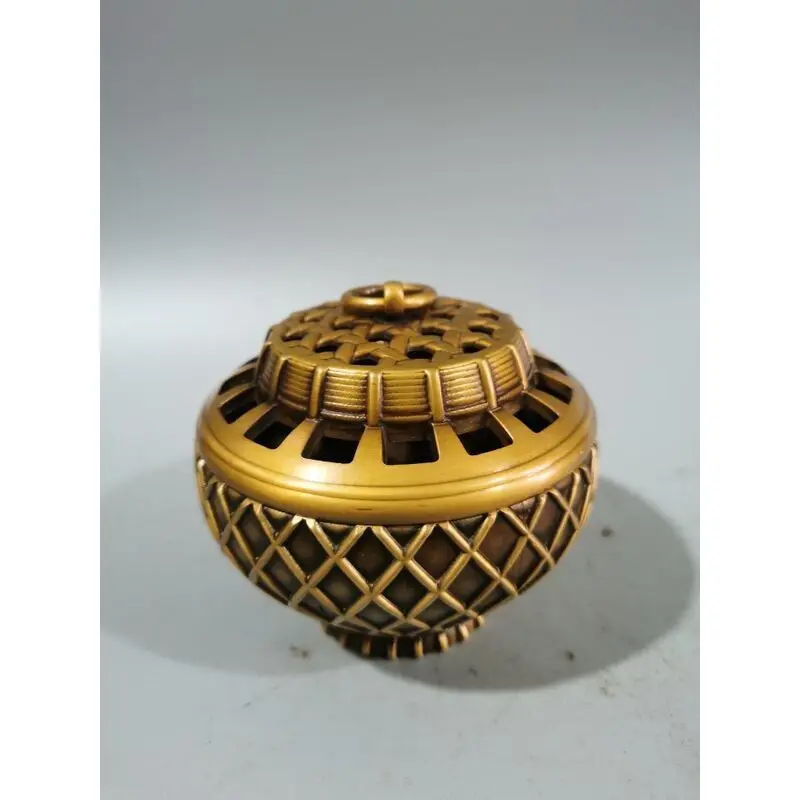 Pure brass lantern incense burner plate incense burner household indoor incense burner creative ornament sunken sandalwood burne