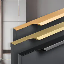 300-500MM Modern Simple Black Thumb Seal Handle Cabinet Door Drawer Invisible Extra Long Handle Aluminum Alloy Wardrobe Handle