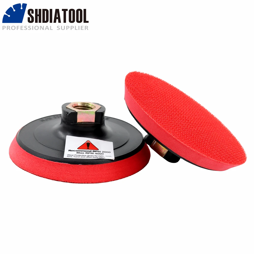 SHDIATOOL Dia100mm Foam Connector Backer Pad Plastic Velcro Polishing Pads Angle Grinder M14 5/8“-11 Thread 4inch Sanding Disc