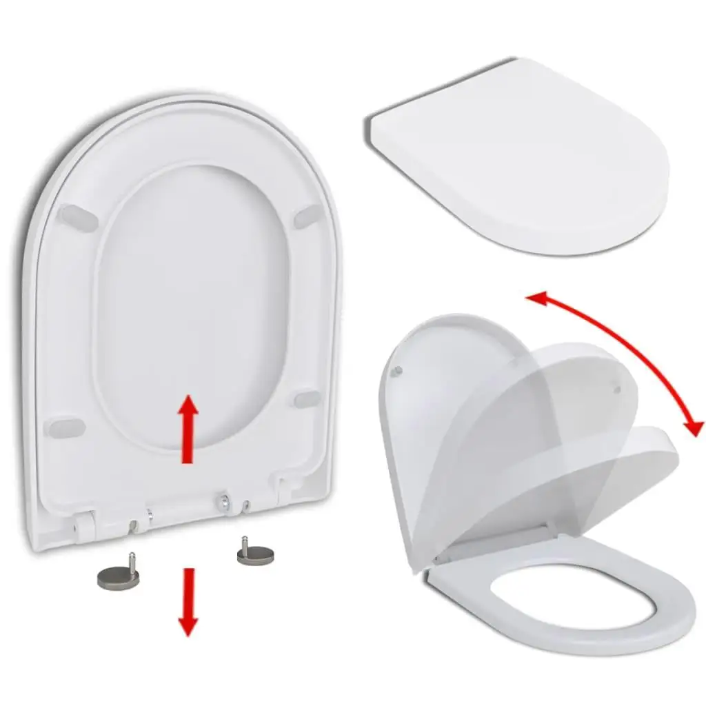 Soft-Close for White Toilet for SEAT with Quick Release Mechanism - Easy Installation & Cleaning