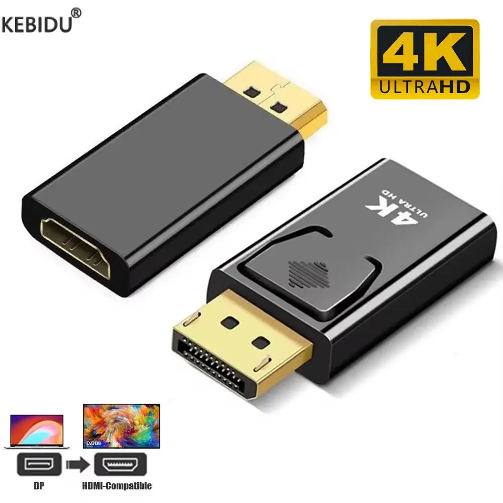 4K DisplayPort to HDMI Adapter Converter Display Port Male DP to HDMI Female HD TV Cable Adapter Video Audio For PC TV Projector