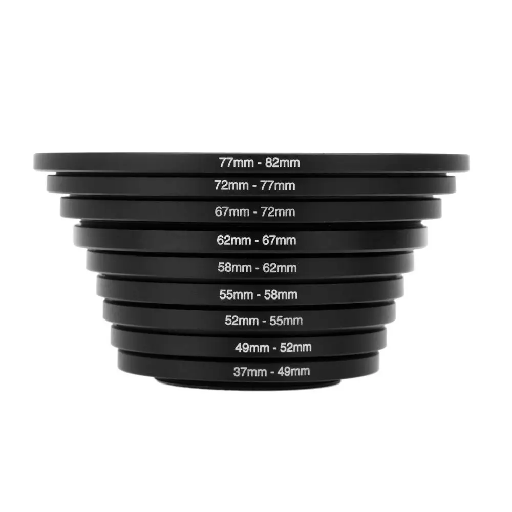 9 stks Filter Ring Adapter Set Step Up Ringen 37-82mm Aluminium Camera Ring Adapter UV ND CPL Metalen Lens Adapter Filter
