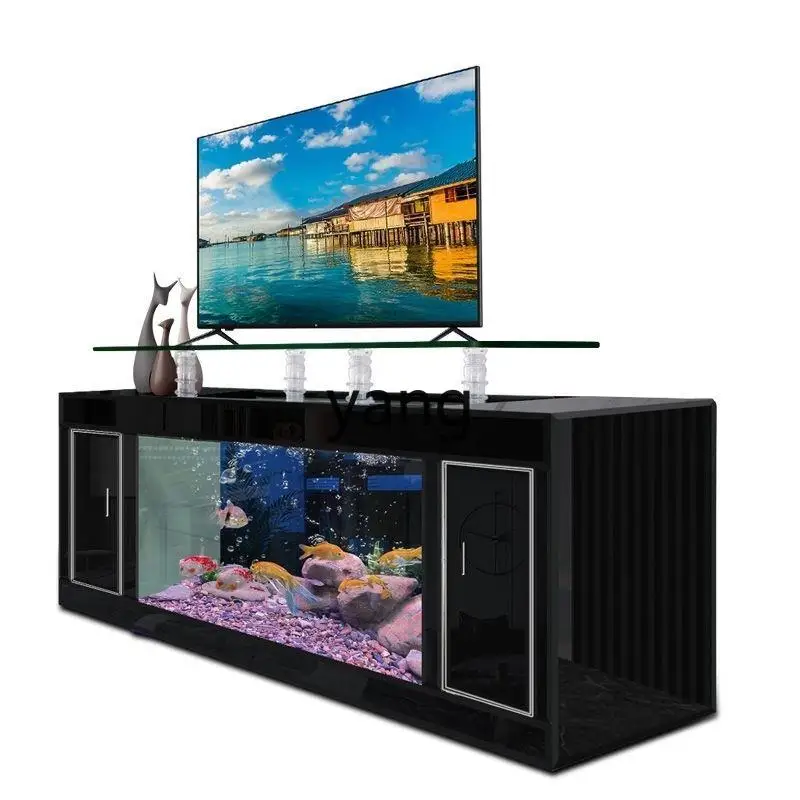 

LMMTV cabinet fish tank living room home floor ecological landscaping glass ultra-white fish tank