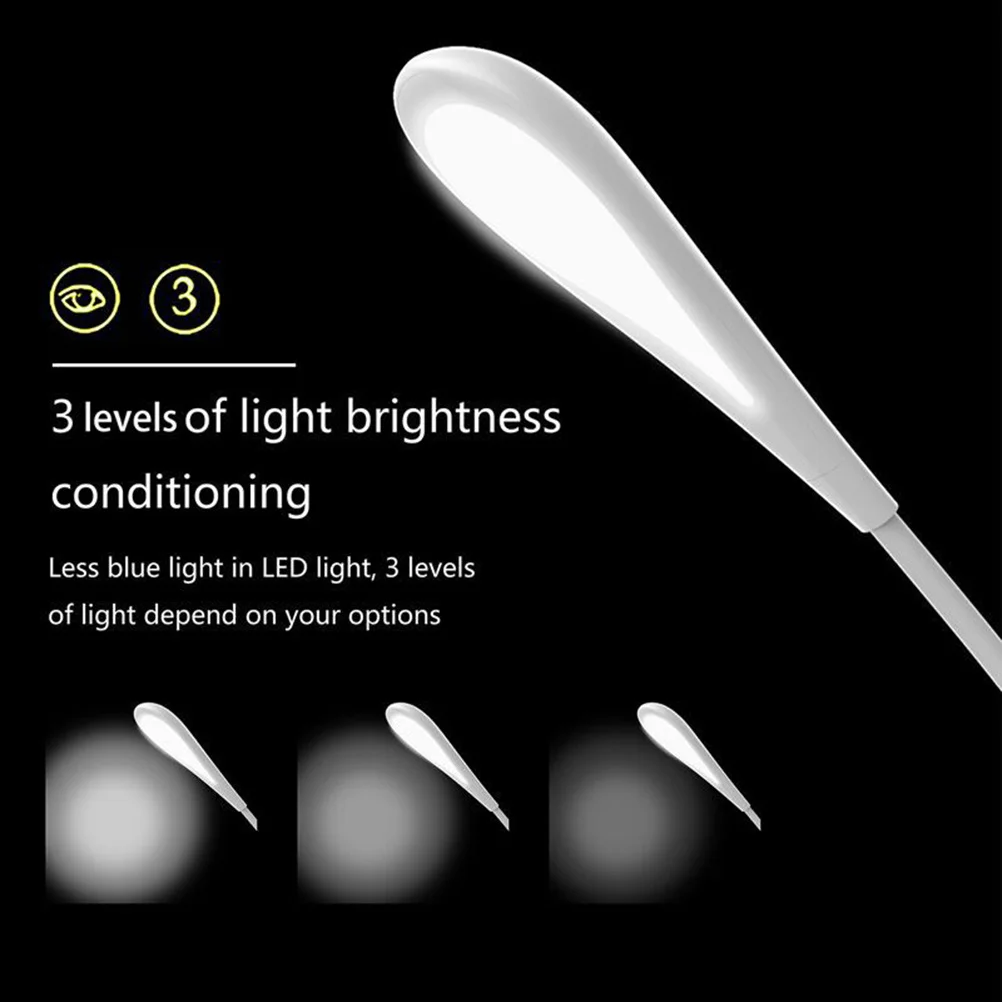 

Touch Table Lamp 3 Dimming Levels Flicker-Free Gooseneck Light For Bedroom Office Study Usb Charging White