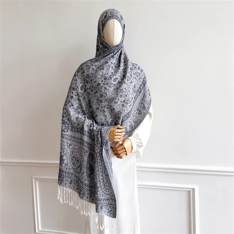 

Роскошные кашемировые зимние шарфы с вышивкой, женские парео, хлопковая мусульманская шаль из кешью, теплая накидка, женское элегантное пончо, тюрбан, платок