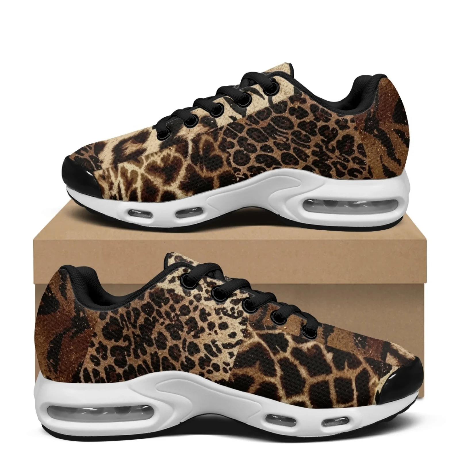 PENSTROLL Leopard Print Air Cushion Walking Sneakers for Men Casual Tennis, Breathable Mens Athletic Running Shoes