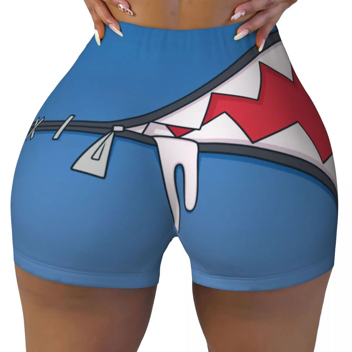 

Пользовательские слюнящие акулы на молнии байкерские шорты для бега в тренажерном зале женские спортивные шорты для йоги