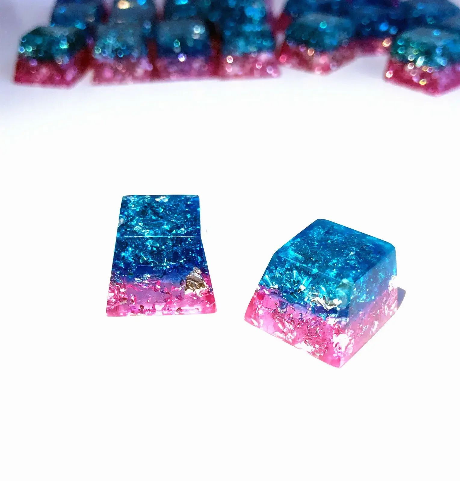 

Pure Handmade Resin Keycap Keycaps Jewelry Blue Pink 2.0 OEM R4 Height Key Cap For Cherry MX Mechanical Gaming Keyboard