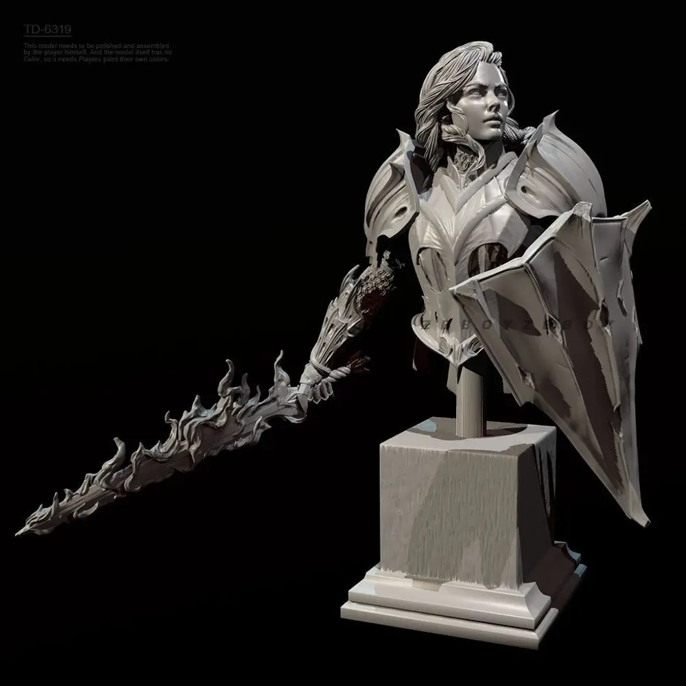 55mm 70mm Bust of A Female Knight Resin Bust Model Kit Unpainted and Unassembled Resin Bust Model Parts view 3