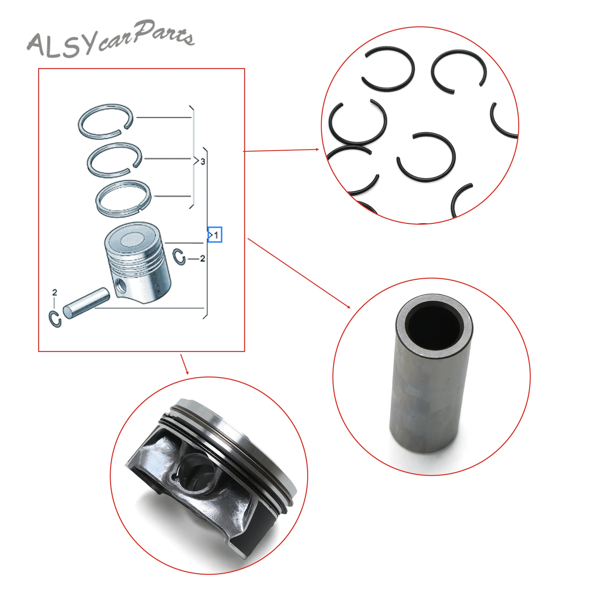 For Porsche Panamera 971 VW Touareg Audi A4 A5 A6 A7 Sportback A8 Q5 Q7 Q8 3.0TFSI 19MM Engine Pistons & Piston Rings Assembly