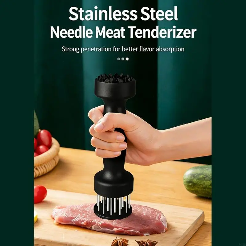 A0KE Durable Metal Tenderizer With Protrusions And Flattener For Steak Chicken Beef Cooking Gear Strong ABS Handle