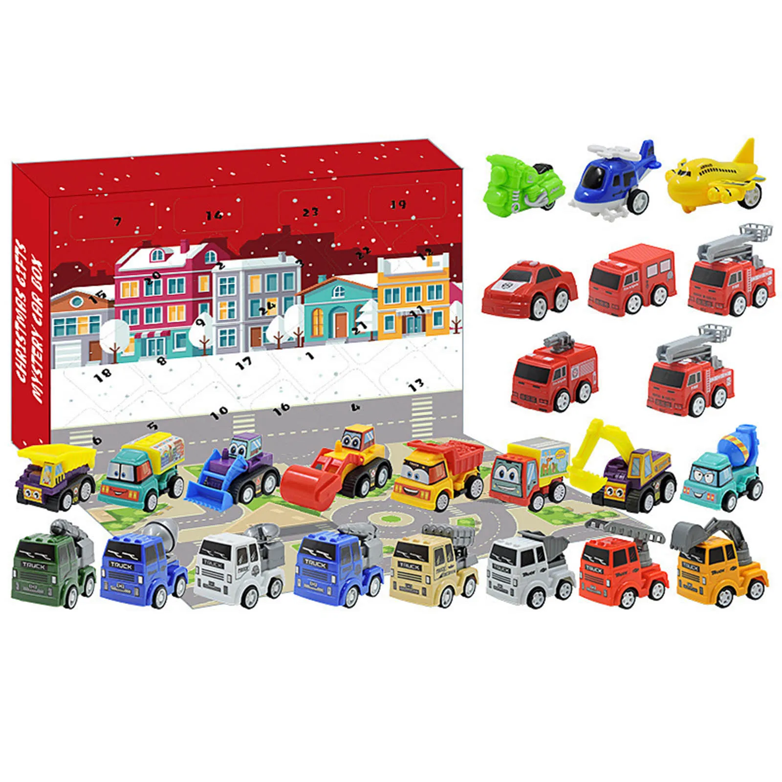 Digital Temperature Gauge Christmas Countdown Calendar Car 24 Days Countdown Alloy Fire Truck Digital Timers for Lights Indoor