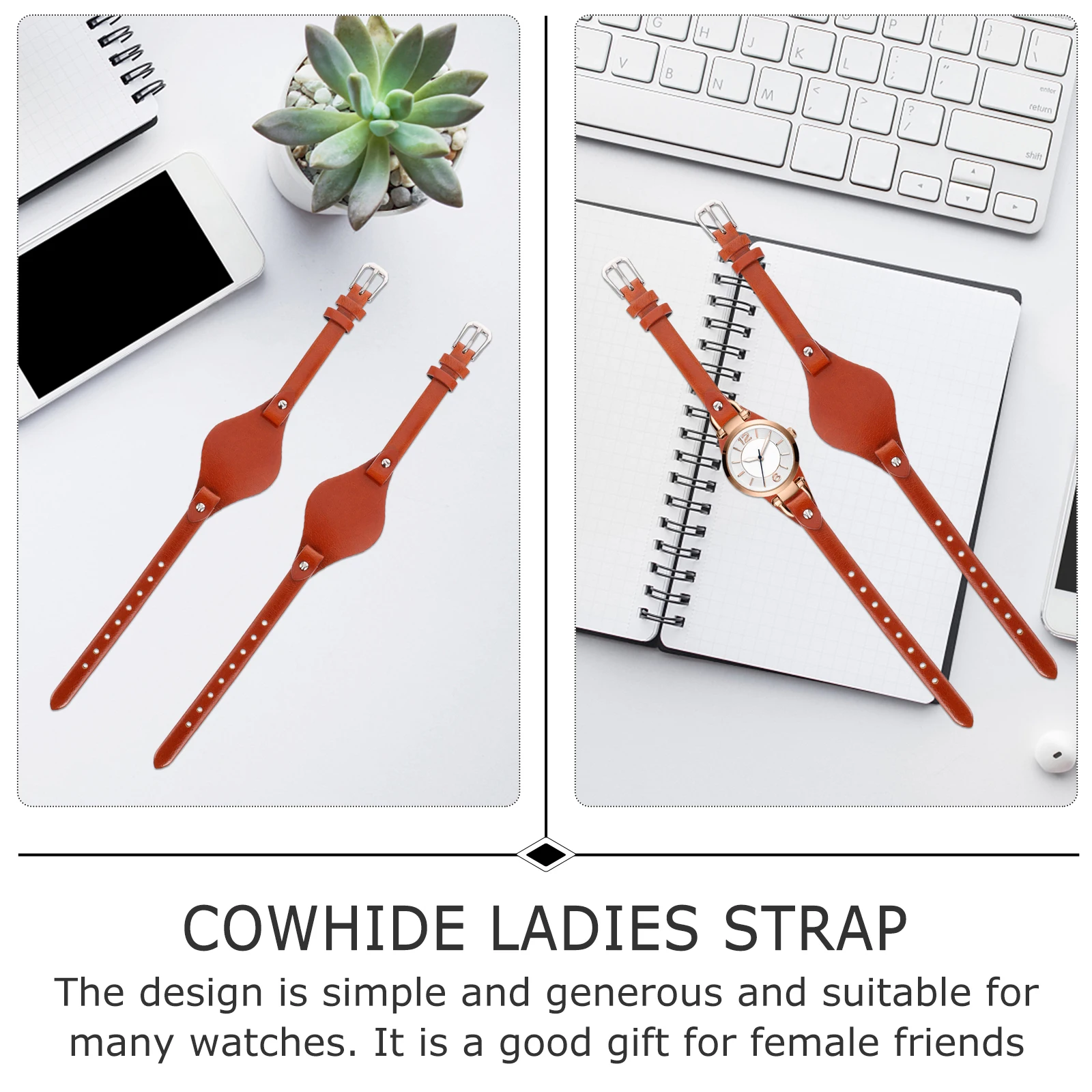 

Watch Strap Adjustable Cowhide Band For Women Waterproof Durable Replacement Wristband Fashion Watch Accessory