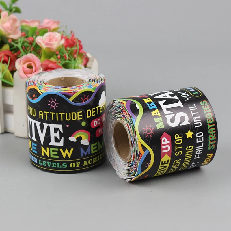 Bordas do quadro de avisos borda recortada incentivar guarnição para decoração de sala de aula borda decoração papel de fundo 16m-pzzw