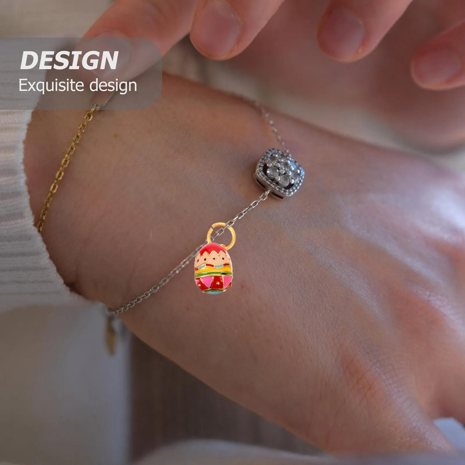 

Lovely Easter Egg Pendant Copper DIY Jewelry Charm Easter Jewelry Pendant Bracelet Necklace Accessories Bracelet Charms