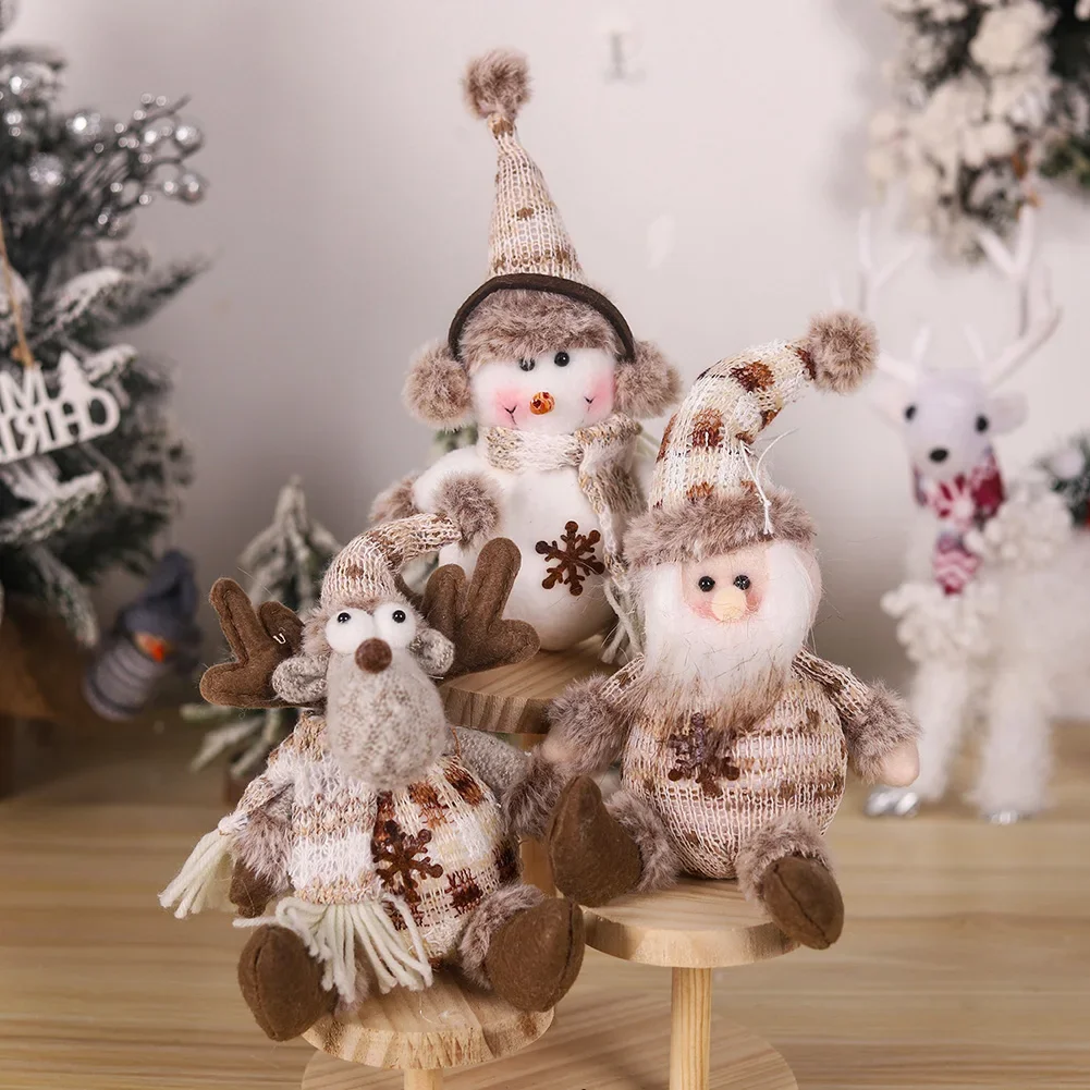 Santa Claus Snowman Elk Short Leg Knitted Doll Rudolf Ornament Dwarf Goblin Doll Merry Christmas Decor For Home Xmas Ornaments