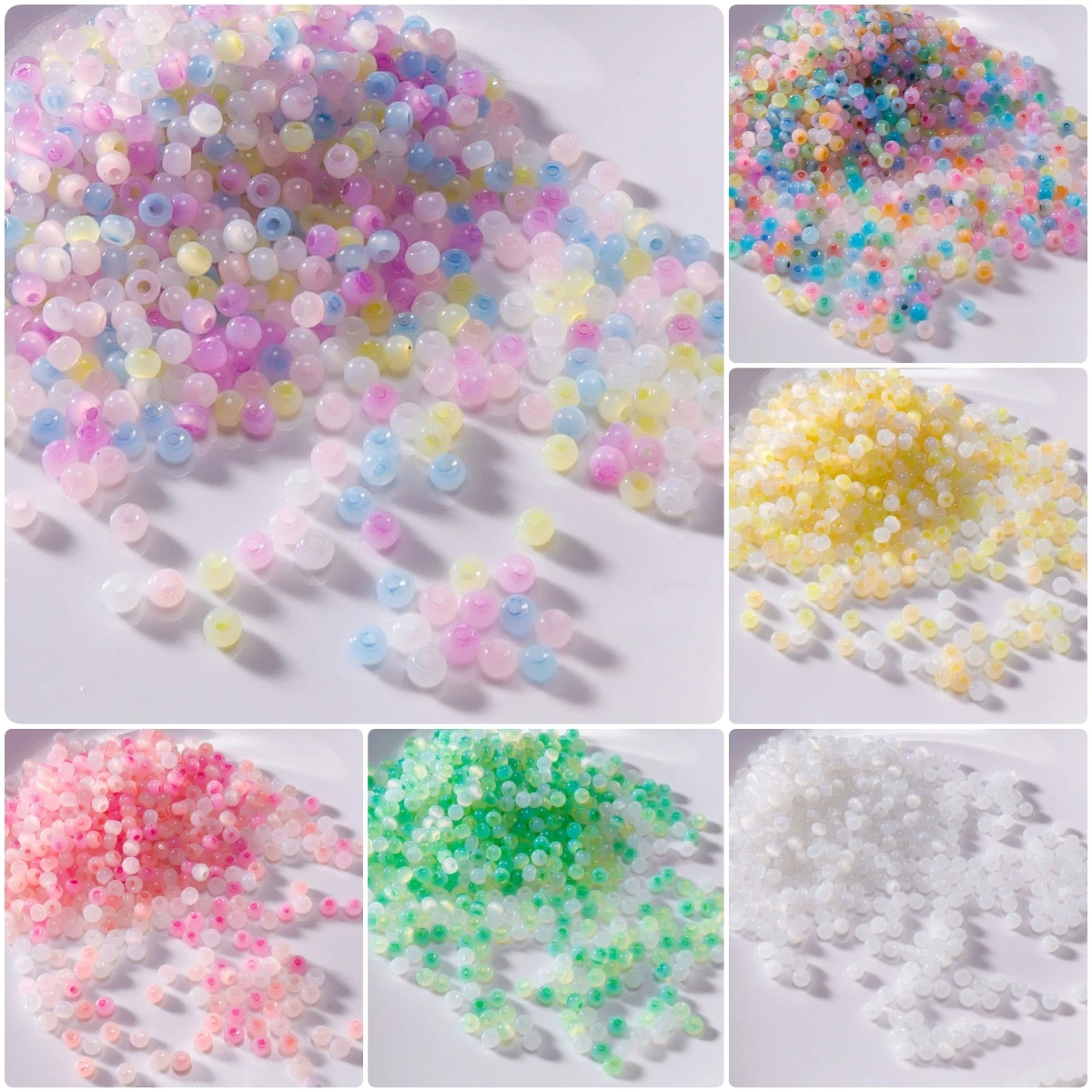 Perles de riz en verre effet œil de chat de 4 mm, qualité supérieure, pour la création de bijoux DIY