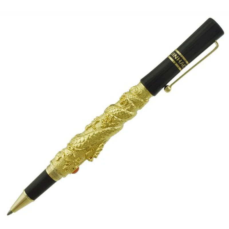 A+ Jinhao Flying Dragon Vintage Roller Ball Pen, Exquisite Carving Heavy Pen Golden