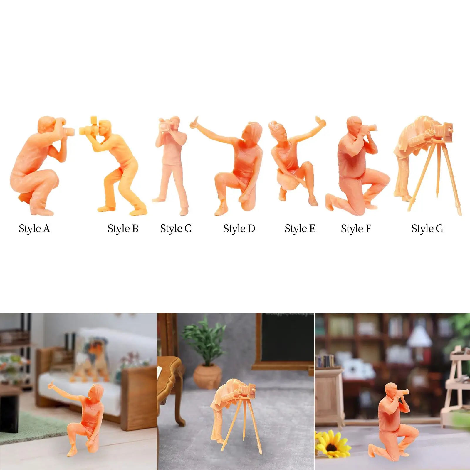 Mini ongeverfd model mensenfiguren, simulatiebeeldjes, schaal 1/64 beeldjes voor miniatuur scènedecor