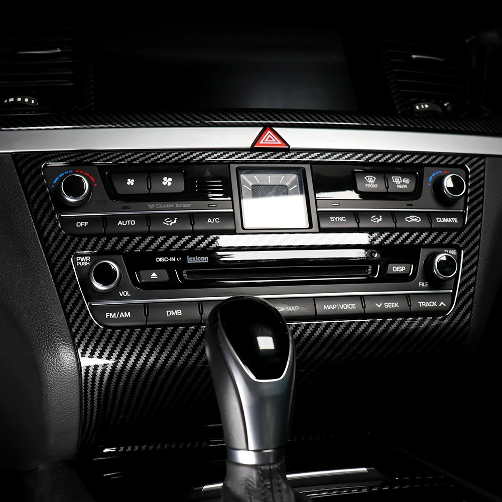 Car Tuning Carbon Fiber ABS Air conditioning Switch Adjustment Frame Cover Trim Accessories For Genesis G80 DH 2015-2020 LHD