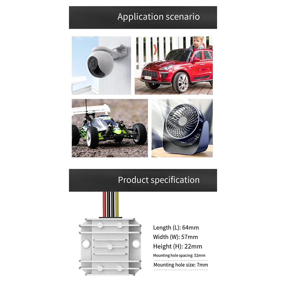 ABJY For Series 18V/20V Lithium Battery Adapter + DC-DC Step-Down Device(12v,10A,120W)with Fuse