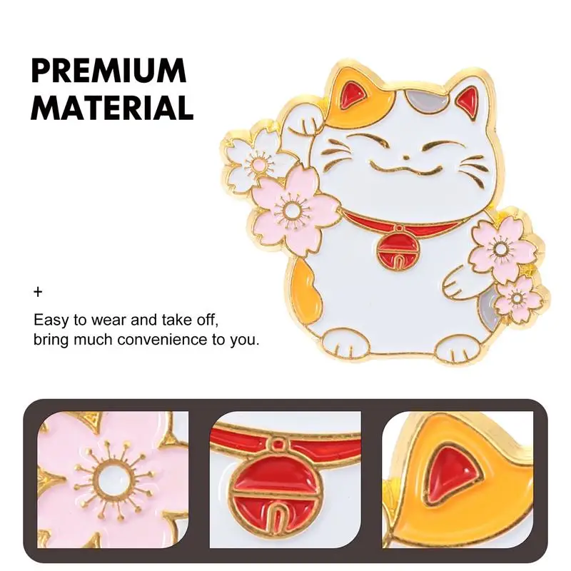 1Pc broszka kot styl japoński broszka kreskówka kot na szczęście przypinka akcesoria do odzieży broszki z kotami DIY biżuteria odzież (losowy styl)