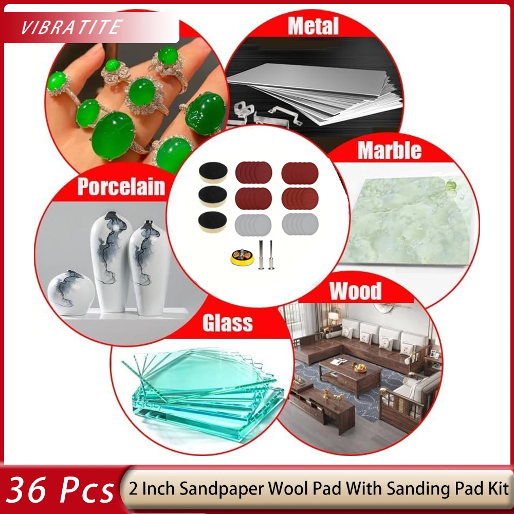 

Набор для полировки из 36 штук: 2-дюймовые красные войлочные круги из наждачной бумаги с 2 ручками для удаления заусенцев и шлифовки (дерево/стена/металл)