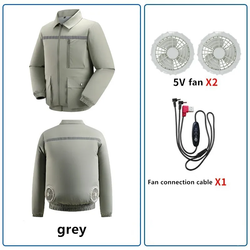 New Loose Summer Heatstroke Prevention Fan Jacket For Men'S Outdoor Construction Site Work Cooling Coat(Excluding Power Bank)