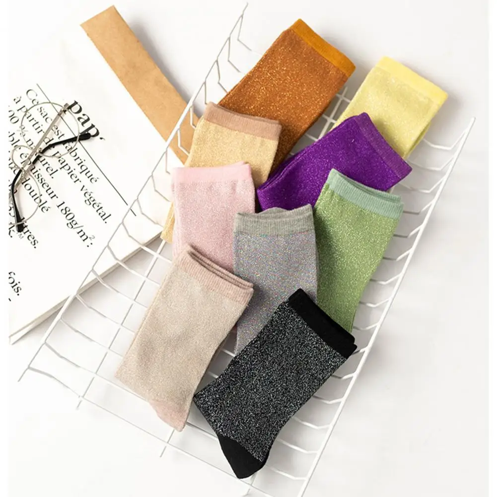 Contrasting Color Thin Socks Trendy Women's Sweat-absorbent Socks Thin Breathable Colorful Mid-tube High-quality for Spring