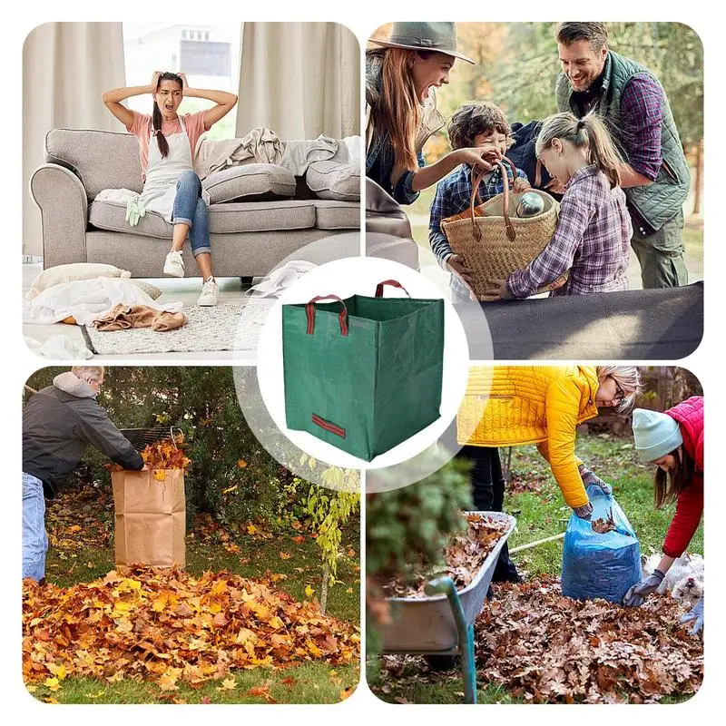 Lawn and Leaf Bags Square Heavy Duty Garden Garbage Bag Reusable Large Street Pool Waste Compost Bucket Home Accessories