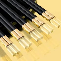 5Pairs 24/27cm Chopsticks Non-slip Food Stick Food Grade Plastic  Alloy Clip Sushi Hot Pot Chopsticks Reusable Tableware Gift