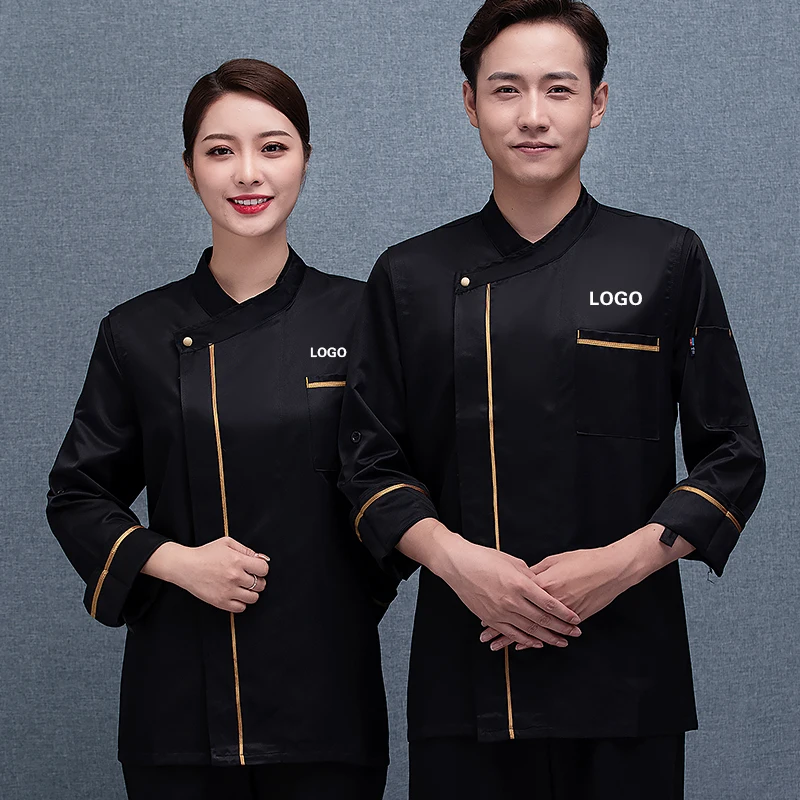 Uniforme de chef avec logo personnalisé, veste pour hommes, vêtements de cuisine, chemise de cuisine, serveuse, service alimentaire, hôtel, restauration rapide, pot chaud, manteau de magasin de gâteaux