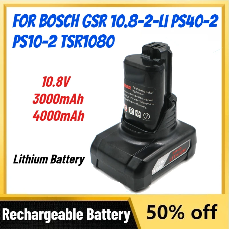 

Activity Price New 10.8V 4.0Ah Lithium Battery for Bosch GSR 10.8-2-Li PS40-2 PS10-2 TSR1080 Electric Screwdriver Electric Drill