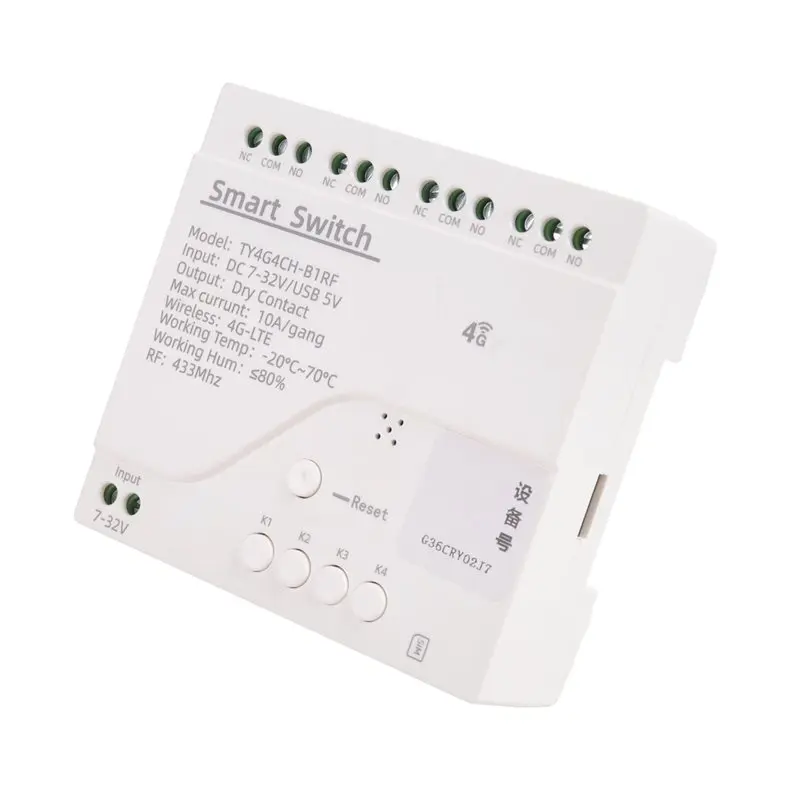 Efficient Tuya Smart Switch 4G LTE Relay With RF 433Mhz Smart GSM Switch APP Wireless Control 4G 4CH Remove Controller