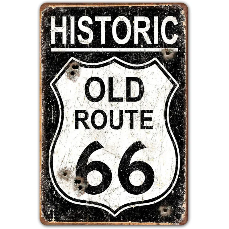 

Tin Painting Retro Metal Logo Garage 8 x 12 inches Historic Route 66 Automotive Old School