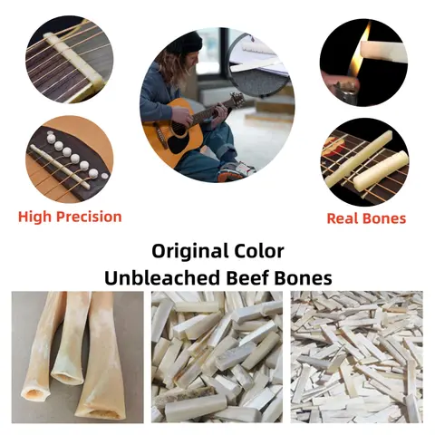 Miwayer 1 जोड़ा 6-12 स्ट्रिंग वाला ध्वनिक शास्त्रीय गिटार, बिना ब्लीच किया हुआ हड्डी का ब्रिज, कई सैडल और नट, असली हड्डी से बना 8 best sales गिटार नट - №8