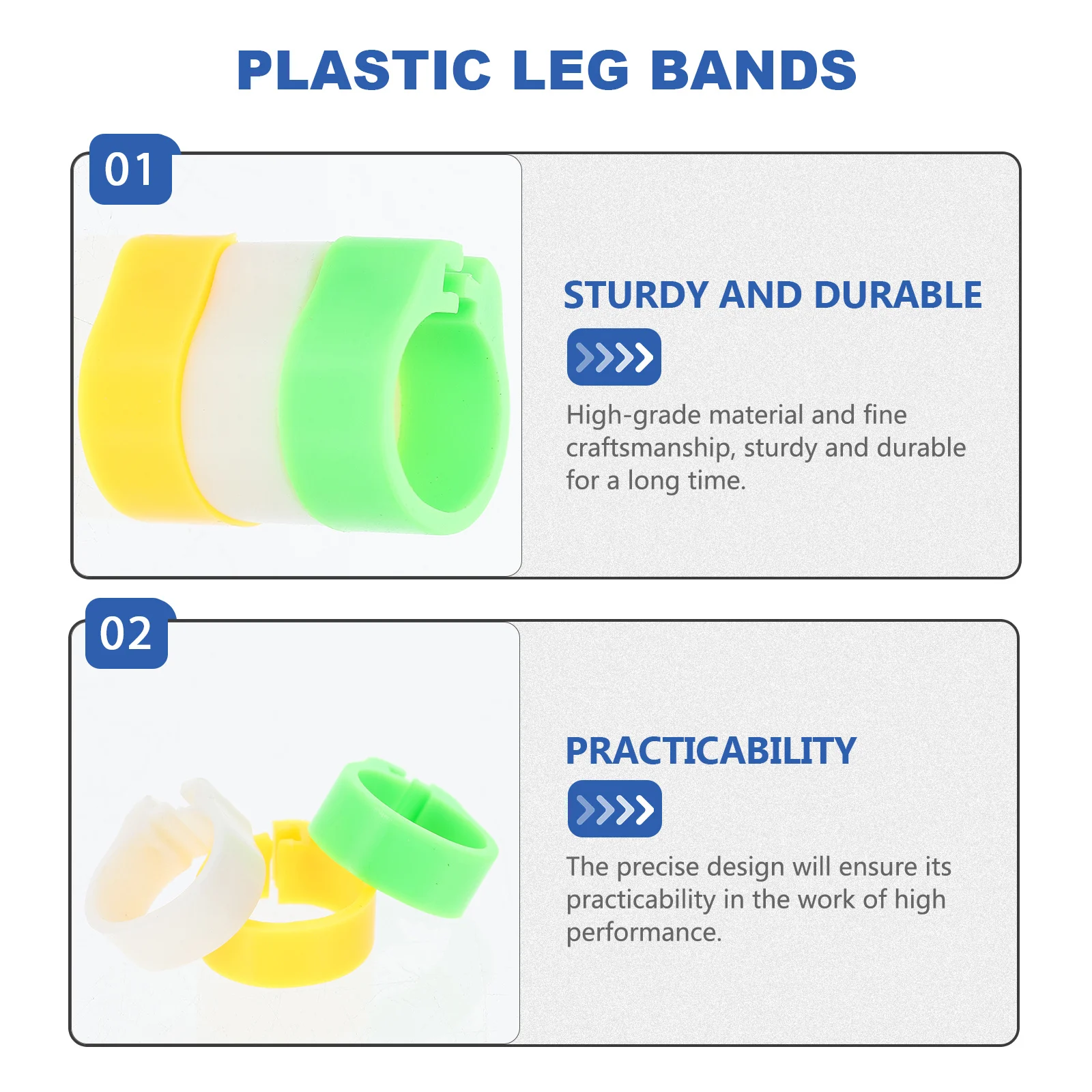 

300Pcs Pigeon Foot Rings Durable Plastic Leg Bands for Bird Poultry Easy to Use Identification Chicken Leg Bands