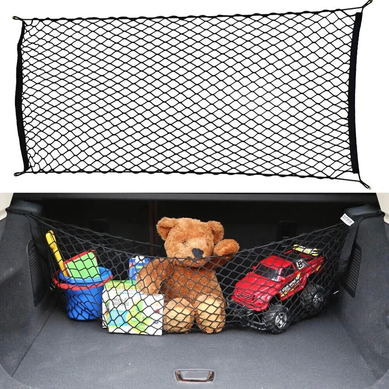 Universal Large Car Cargo Net Nylon Elastic Mesh Luggage Cargo Storage Pickup Tidy Net for Van SUV Truck Mesh Network Pocket