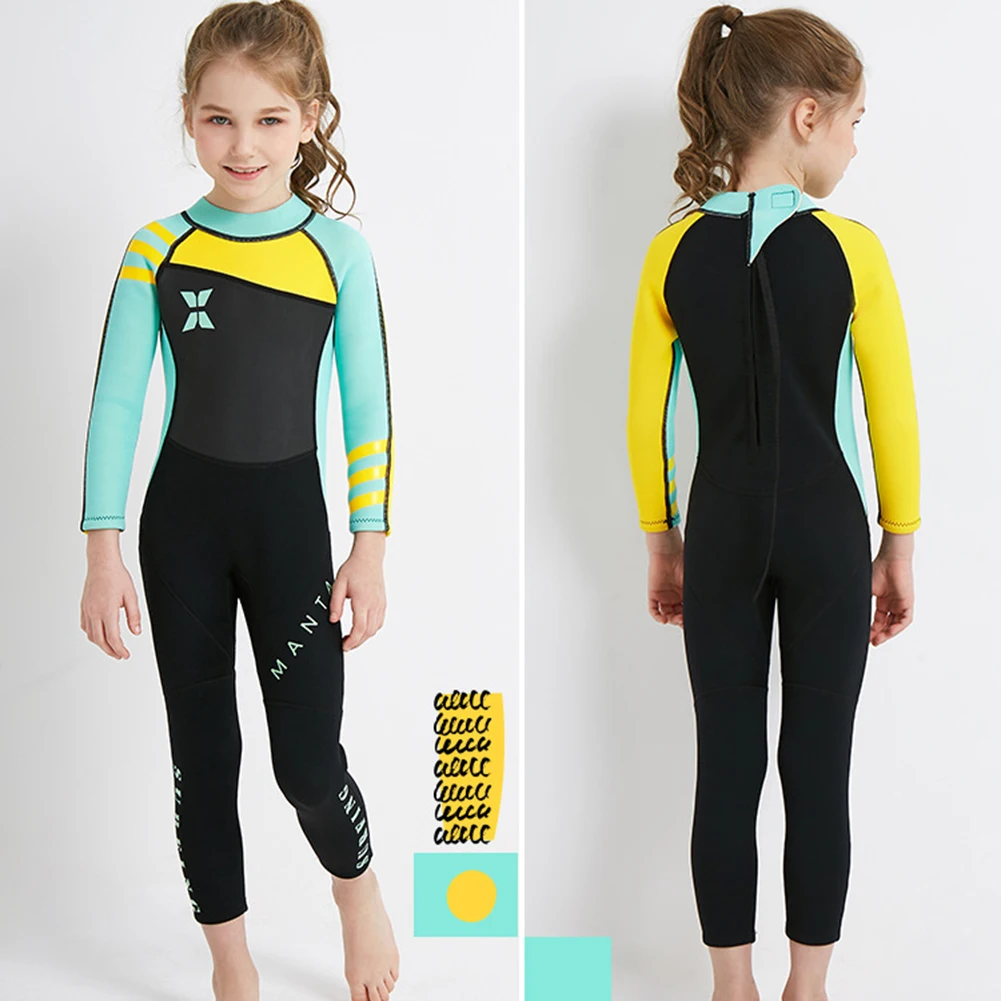 Children's Diving Suit,Long Sleeved 2.5MM Neoprene,Girls Wetsuit,One-Piece Swimsuit,Anti-UV Surfing Swimwear,Jellyfish Clothes