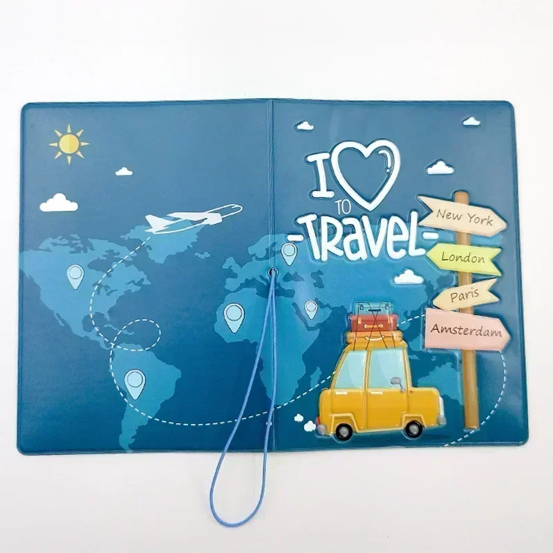 Cute Travel Emboss Passport Holder Cover Cases for Women Men Girls Boys Ticket Protective Travel Accessories