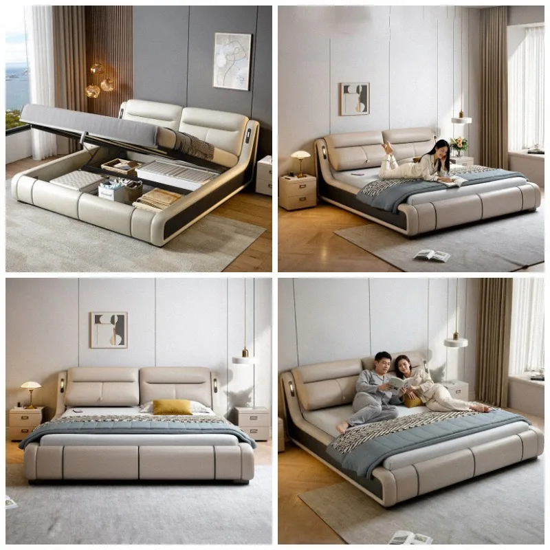 Luxury Floor Bed Full Wooden Design Beauty European Space Saving Frame Double Bed Princess Sleeping Muebles Trendy Furniture