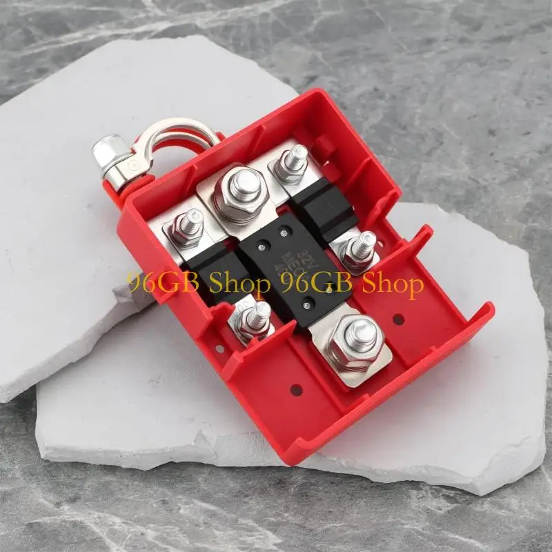 96GB 8200381281 Battery Positive Terminal Assembly 32V 400A with Branch Power Layout, Red Housing for Power Distribution