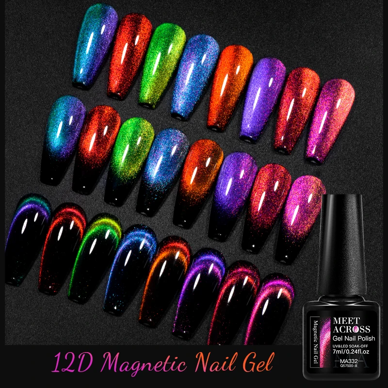 SPOTKAJ ACROSS 7ml 12D Laser magnetyczny żel do oczu kotów do paznokci Gem Explosive Flash Semi Permanent UV/LED Gel Nail Art