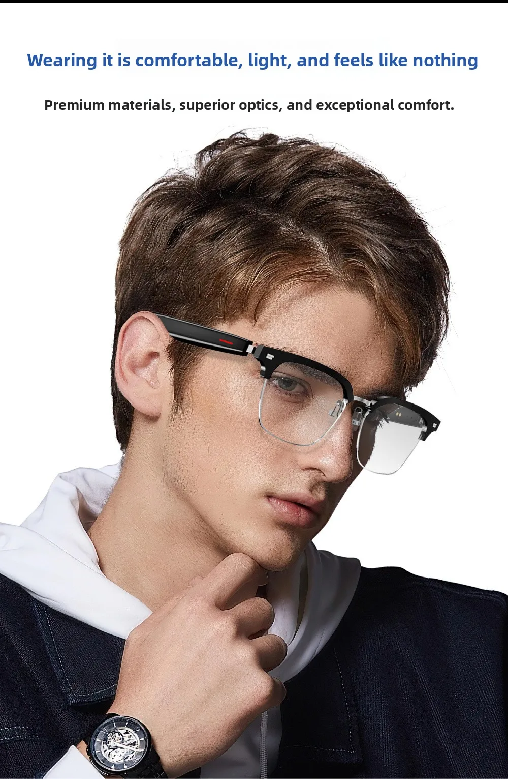Smart Bluetooth Glasses Open Ear Audio Sunglasses Polarized Blue Light Blocking Music Calling Eyewear