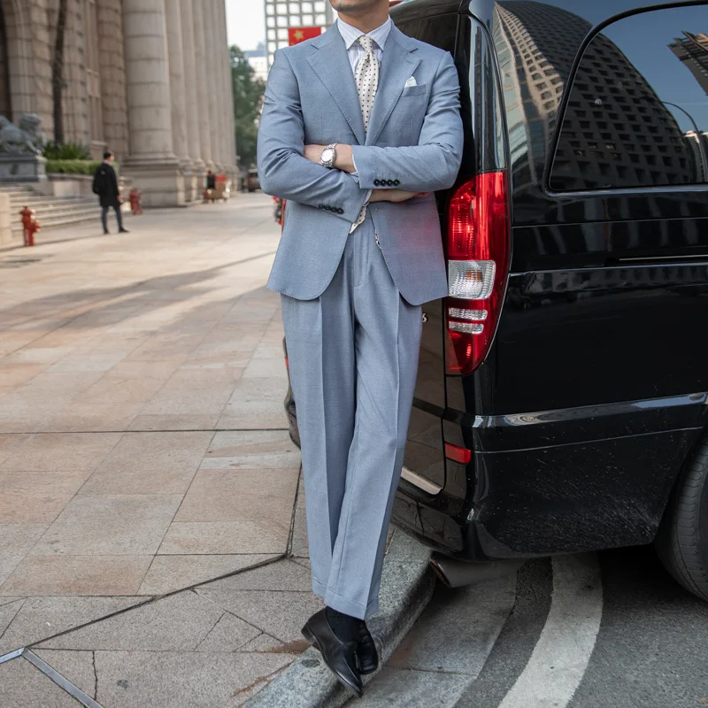 Trajes de boda de alta calidad para hombres, vestido informal Formal de negocios de Color sólido, trajes de 2 piezas, oficina, trabajo, fiesta,