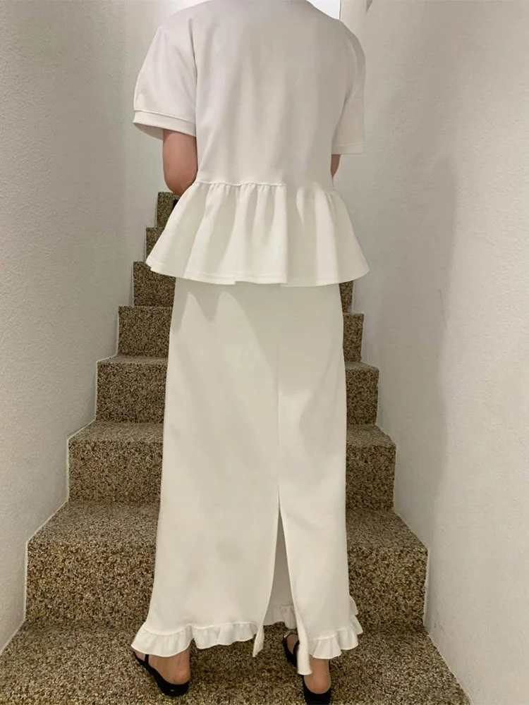 

Liangliang Home Small ence ort Sve T-irt Women Summer New Splicing Wooden f Skirt Two Piece Set